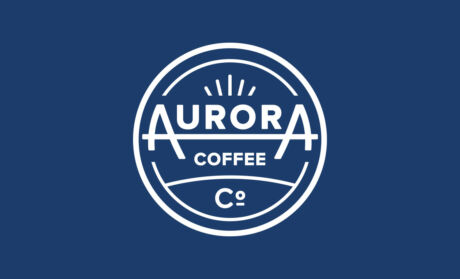 Signage designed as part of an overall brand identity system for Aurora Coffee Co., with mutiple locations in the Cedar Rapids/Marion areas. Aurora Coffee Co. logo