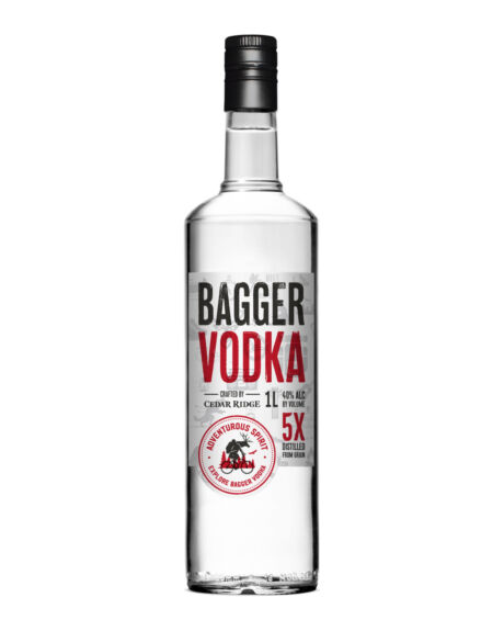Packaging designed for Bagger Vodka: an adventurous spirit that gives $1 from every bottle sold to Iowa Trails. Bagger Vodka Packaging