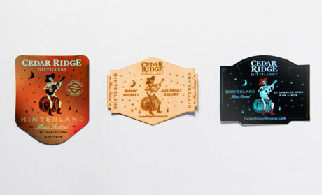 Series of illustrations incorporated into stickers designed for Cedar Ridge Distillery, located in the Eastern Iowa Corridor near Swisher. Cedar Ridge Hinterland Stickers