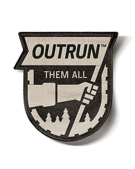 Outrun patch designed for John Deere Forestry, a smart industrial equipment manufacturer located in Moline, Illinois. John Deere Outrun Patch