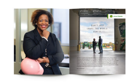 Full page ad designed for John Deere, a smart industrial equipment manufacturer located in Moline, Illinois. John Deere NY Moves Magazine Ad