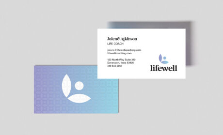 Business card designed for Lifewell, a virtual life coaching service operated out of Davenport, Iowa. Lifewell Business Card