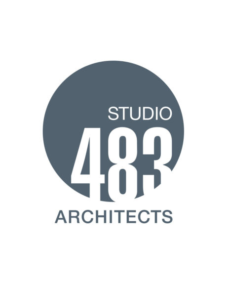 Logo designed for Studio 483, a design-focused architectural firm resulting from the merger of SGGM and Gere-Dismer Architects, with locations in Davenport, Iowa and Rock Island, Illinois. Studio 483 Architects logo