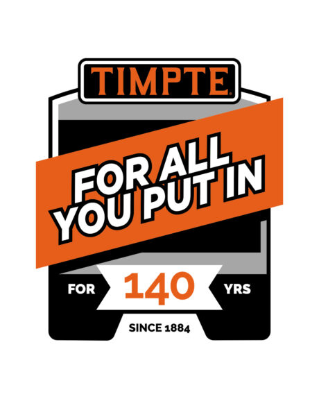 Iconic anniversary mark for Timpte, Nebraska’s trailer manufacturing leader. Celebrates 140 years of innovation with bold, heritage-inspired branding. Timpte 140th anniversary mark by FUEL, branding for Nebraska trailer manufacturer.