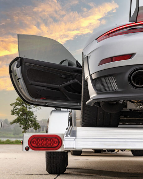 The photography for Timpte’s motorsports trailer launch was built to highlight the product’s clean, performance-focused design. Pairing it with a Porsche helped tell the story of precision engineering in a way that felt both elevated and grounded. Timpte Motorsports trailer photography by FUEL, Porsche door clearance low-fender campaign visuals.