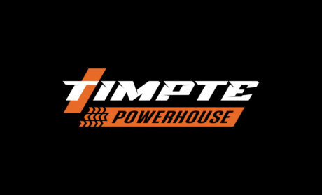 Rugged Powerhouse logo for Timpte, Nebraska’s trailer manufacturing leader. Fuels hardworking passion with red-and-white tire-tread branding. Timpte Powerhouse logo by FUEL, tire-tread branding for Nebraska construction trailers.