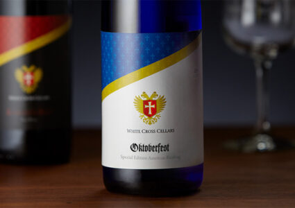 White Cross Cellars label on wine bottle