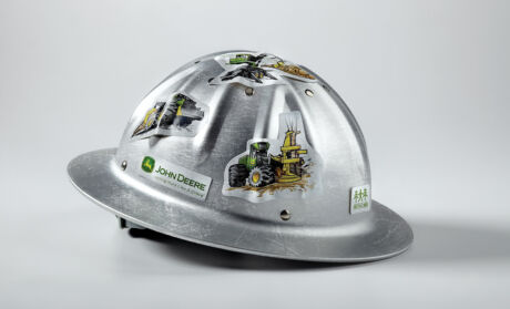 Series of Forestry equipment illustrations incorporated into sticker sheets designed for John Deere Forestry, a heavy industrial forestry equipment manufacturer located in Moline, Illinois. John Deere hard hat stickers