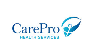 Logo designed for CarePro, a provider of pharmacy services, home medical equipment, home care services and wellness services based out of Cedar Rapids, Iowa with locations across the Midwest. CarePro Health Services logo