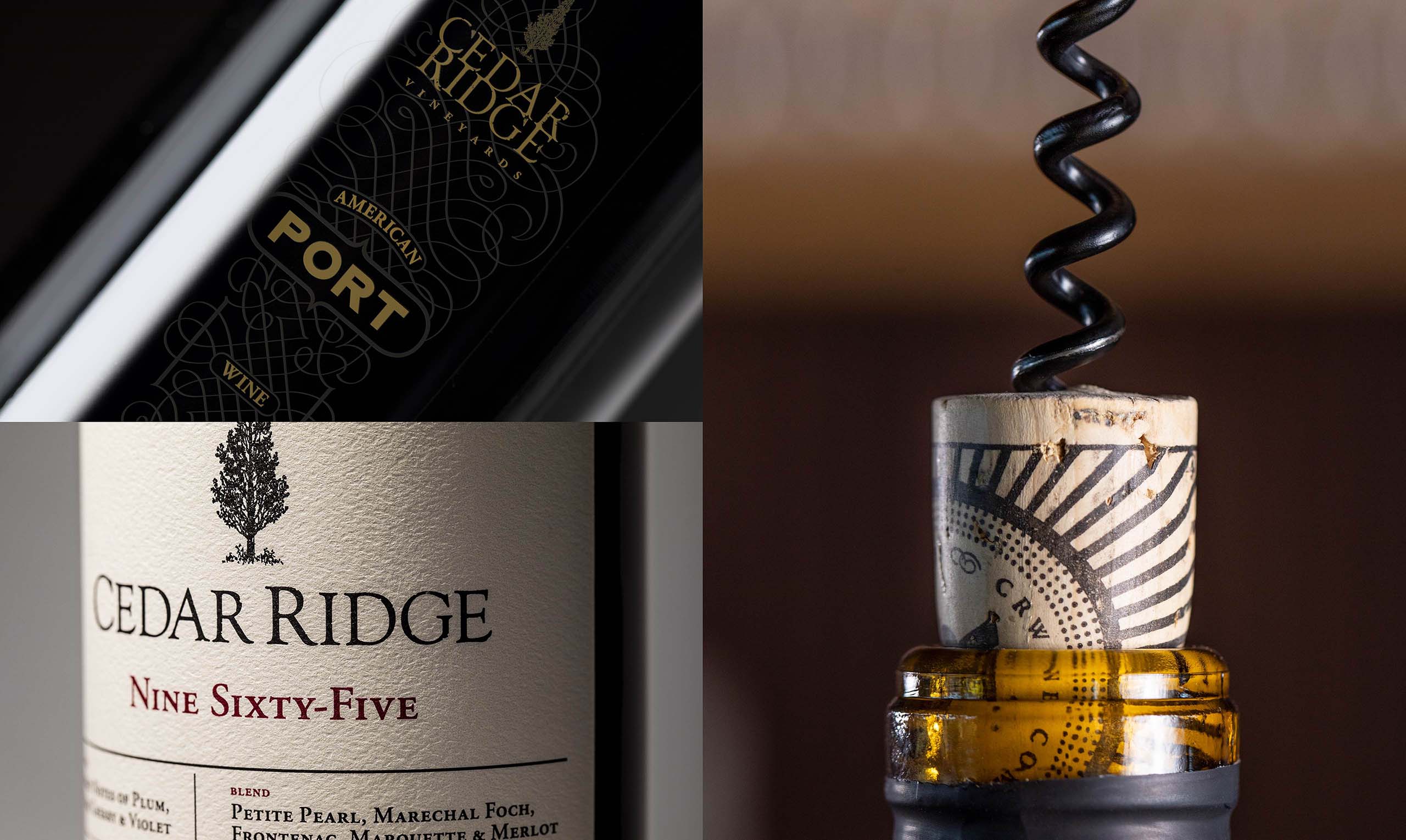 Cedar Ridge wine bottles and cork