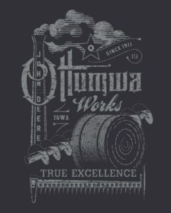 Illustration designed for John Deere Ottumwa Works, a manufacturing facility located in Ottumwa, Iowa. Ottumwa Works shirt back