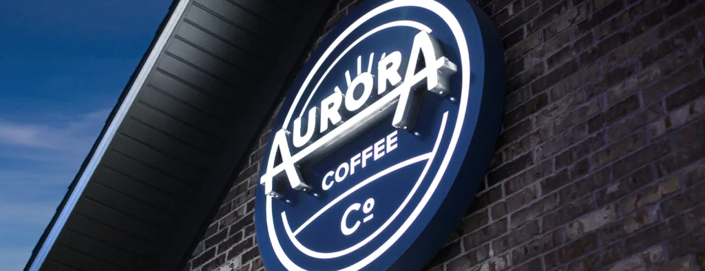 Aurora Coffee Co exterior sign