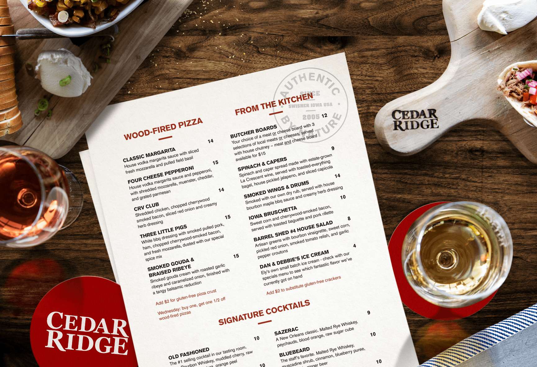 Cedar Ridge menu