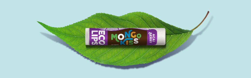 Eco lips mongo kiss lip balm on leaf