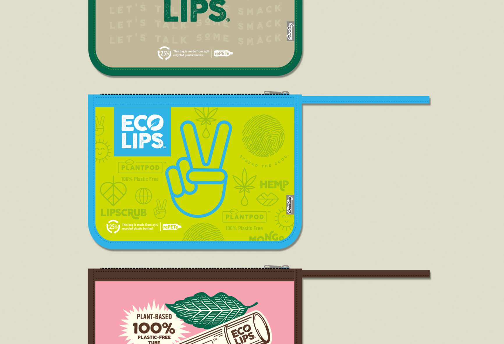Eco Lips branded pouches