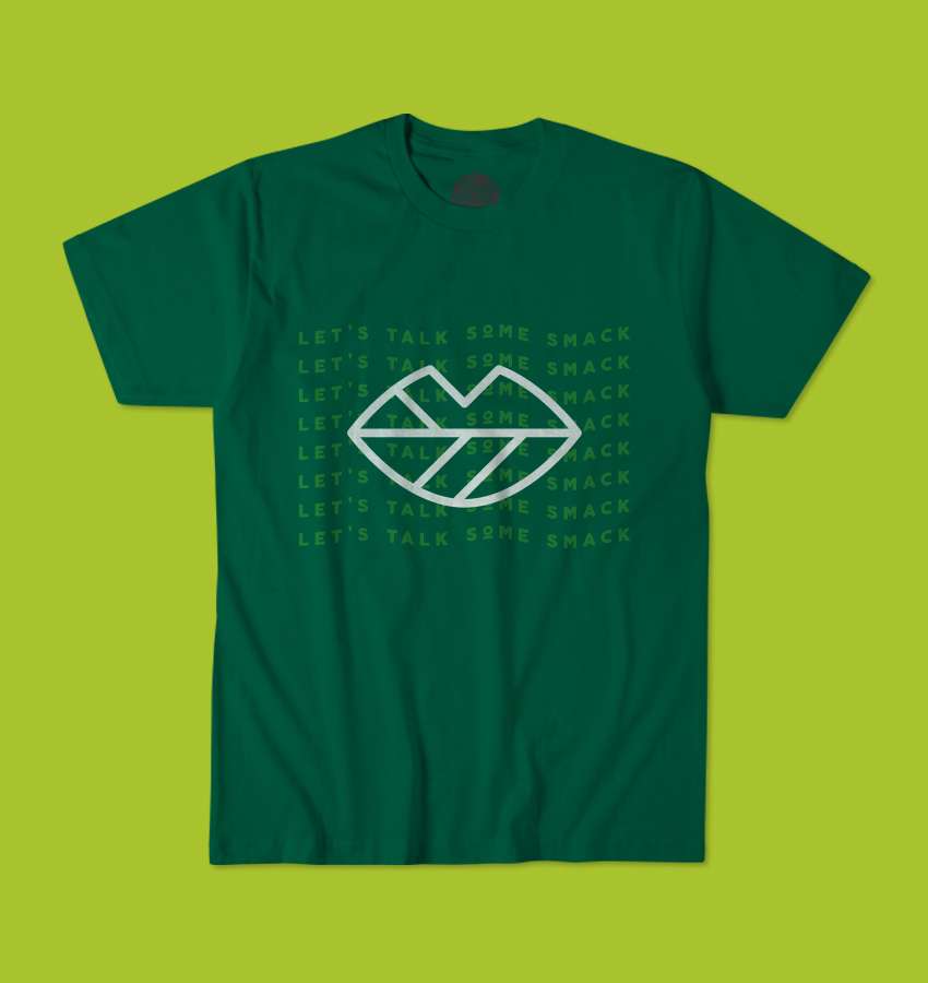 Eco Lips green t-shirt with graphic logo