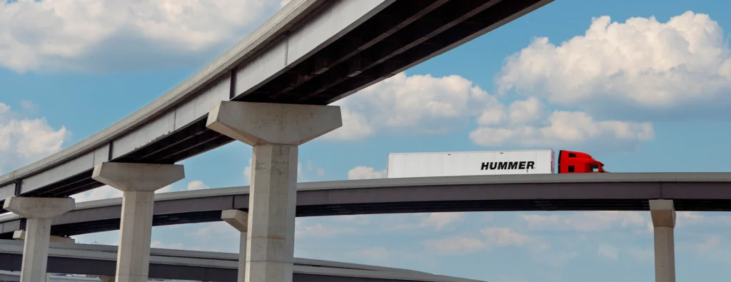 Don Hummer truck on overpass
