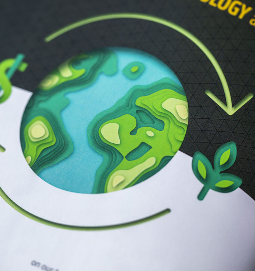 John Deere Sustainability Report globe detail