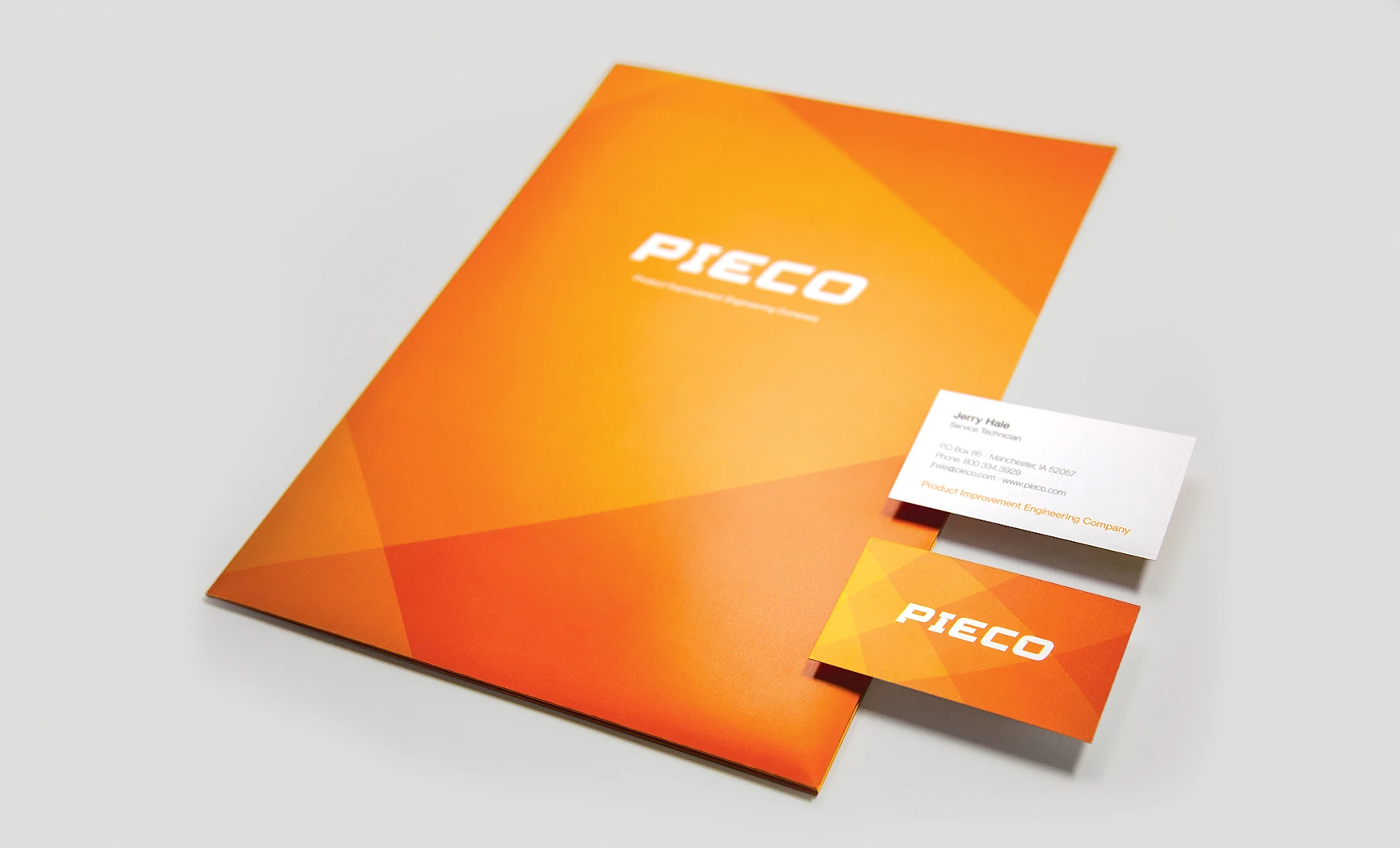 PIECO business card and folder