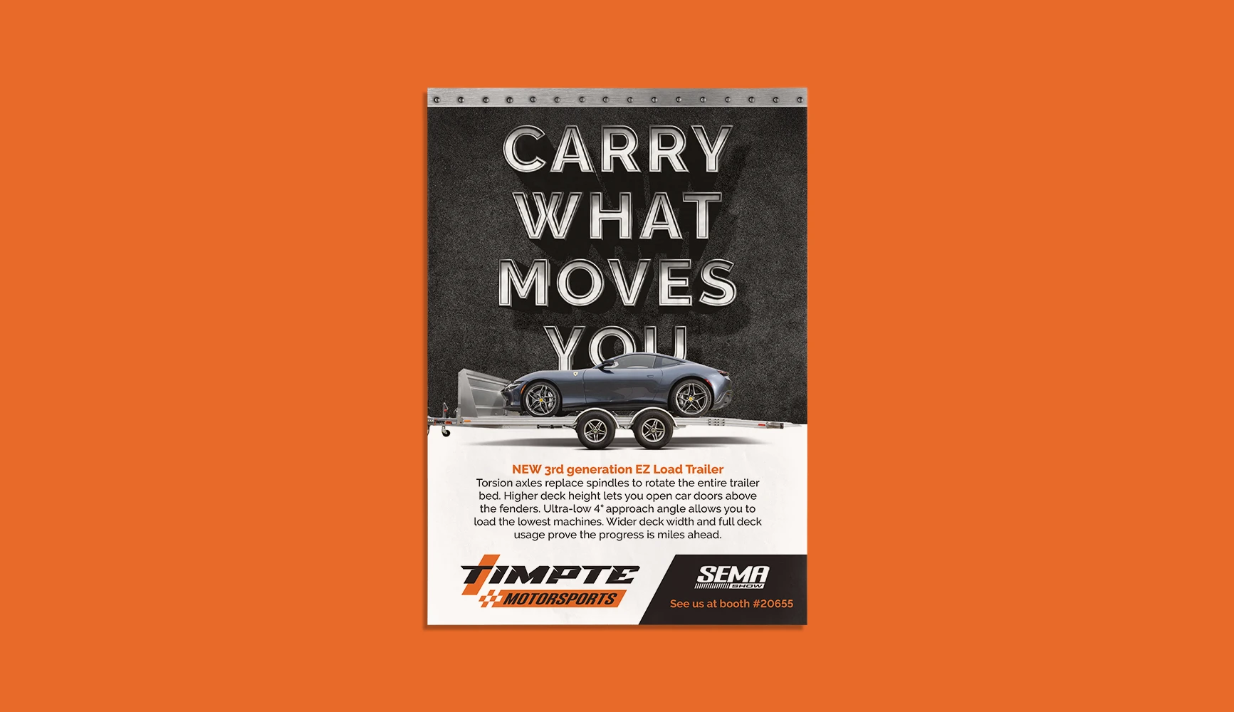 Timpte equipment trailers advertisment for SEMA