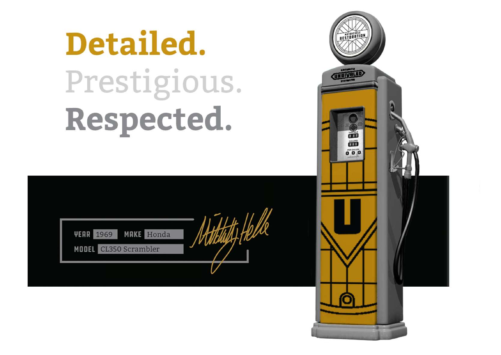 Unrivaled gas pump and nameplate illustrations