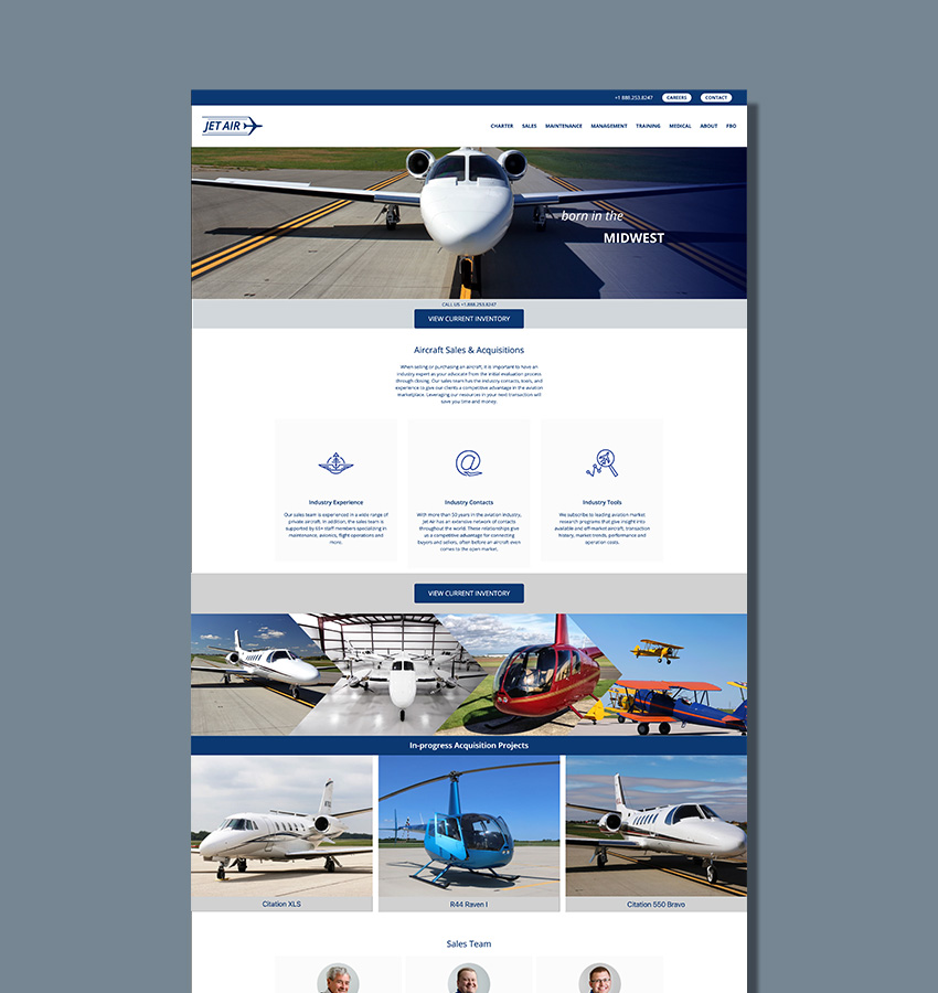 Jet Air web sales page