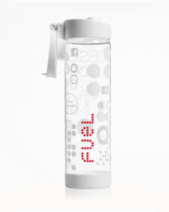 Water bottle designed for FUEL self promotion demonstrating FUEL's own brand expression and showcasing some of FUEL's capability. FUEL water bottle
