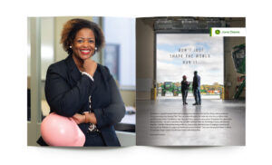 Full page ad designed for John Deere, a smart industrial equipment manufacturer located in Moline, Illinois. John Deere NY Moves Magazine Ad