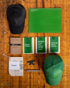 Surprise and Delight gift kit and packaging designed for John Deere, a smart industrial equipment manufacturer located in Moline, Illinois. John Deere Surprise and Delight