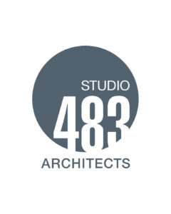 Logo designed for Studio 483, a design-focused architectural firm resulting from the merger of SGGM and Gere-Dismer Architects, with locations in Davenport, Iowa and Rock Island, Illinois. Studio 483 Architects logo