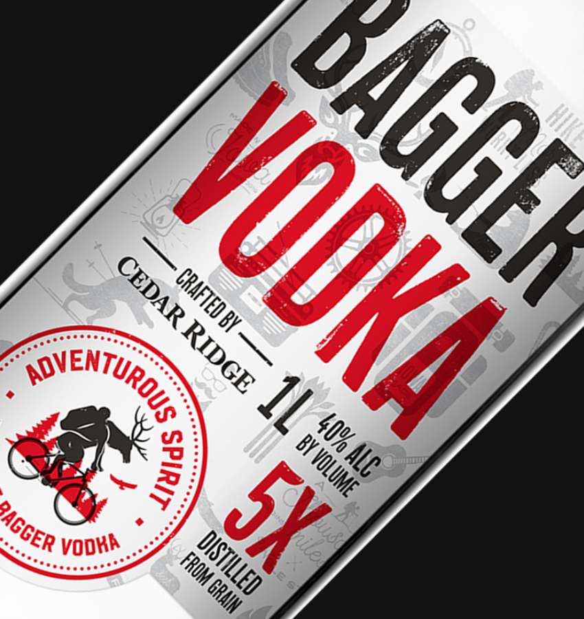 Bagger Vodka label on bottle