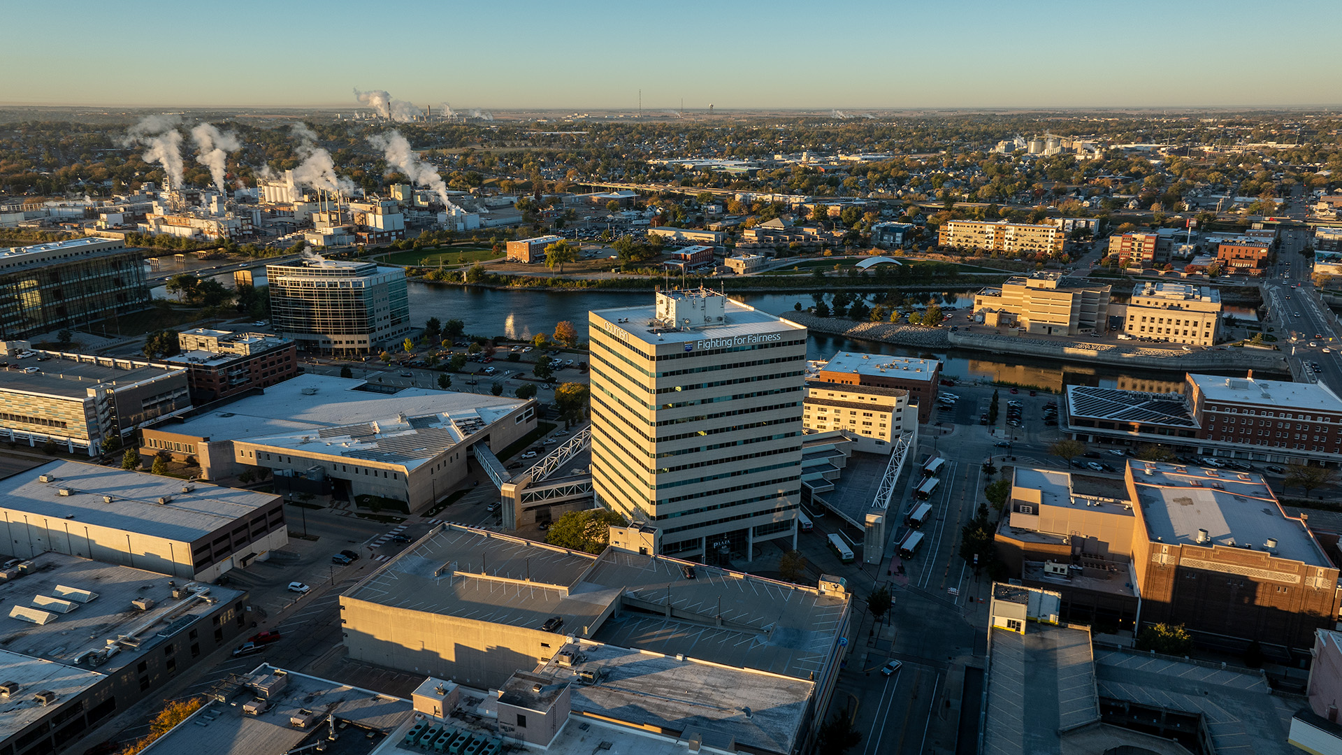 Sunrise view of Cedar Rapids, Iowa