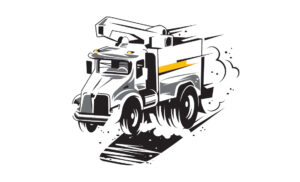 Construction Lube truck illustration designed for John Deere Construction and utilized by John Deere Construction and Forestry dealers nationwide. John Deere Construction dealer truck illustration