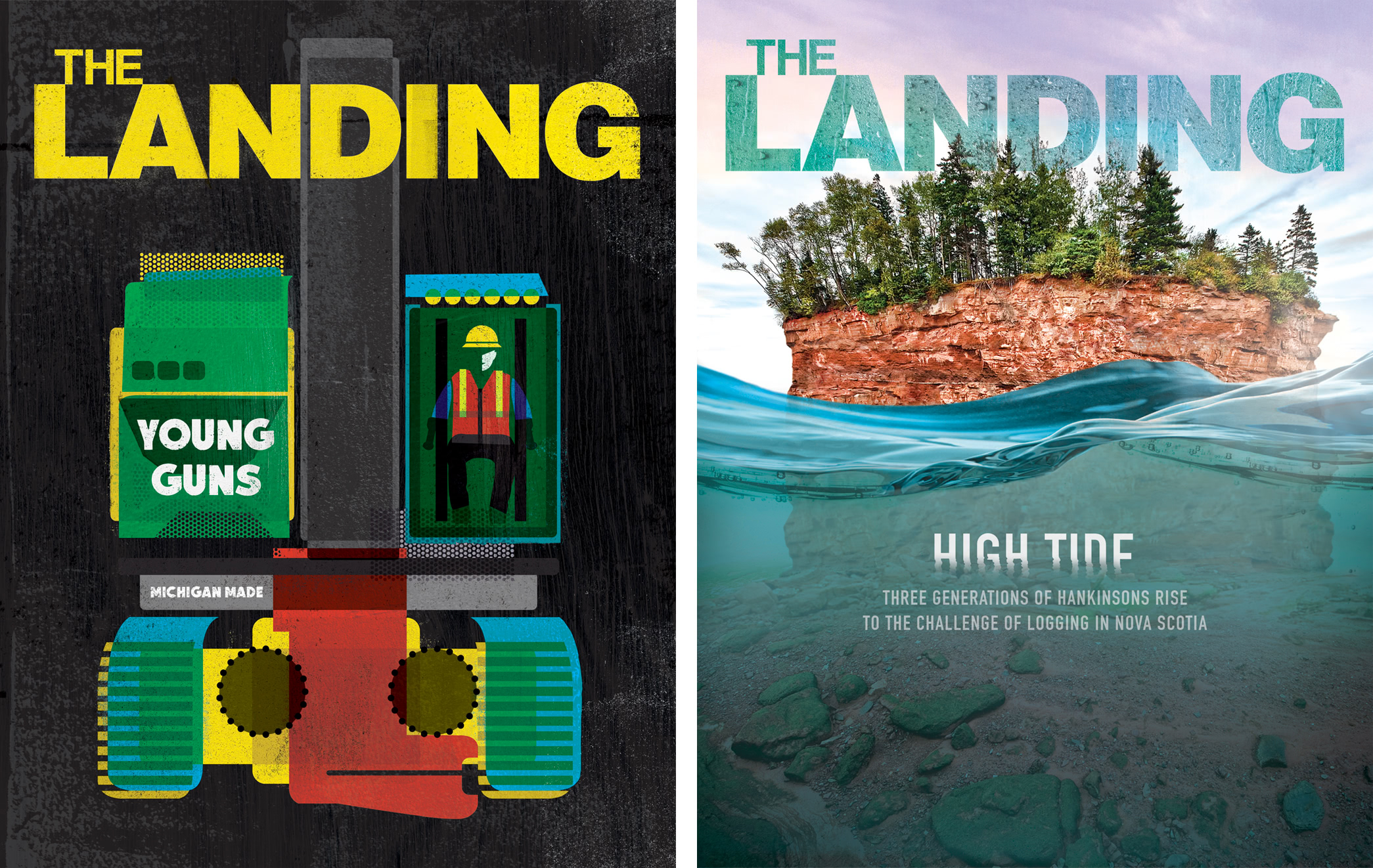 Past covers of The Landing magazine