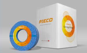 Package and label design for PIECO, an engineering consultant and manufacturer serving the meat processing industry, located near Manchester, Iowa. PIECO Grinding Wheel Box